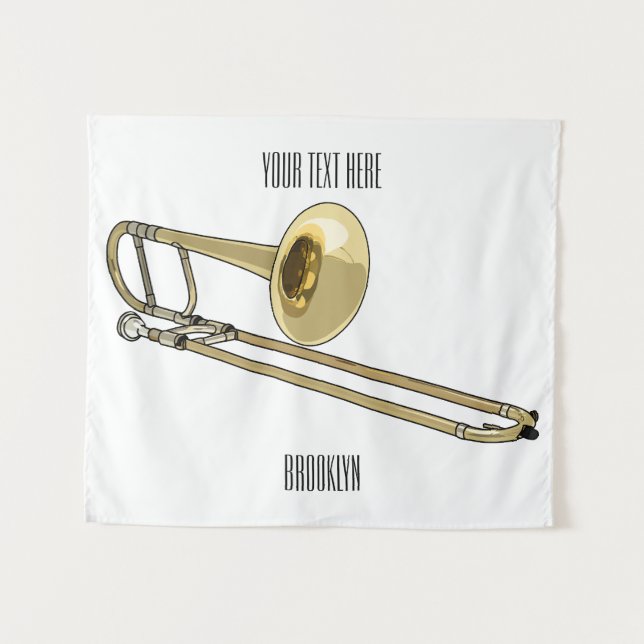 Trombone-Cartoon Wandteppich (Vorderseite (Horizontal))