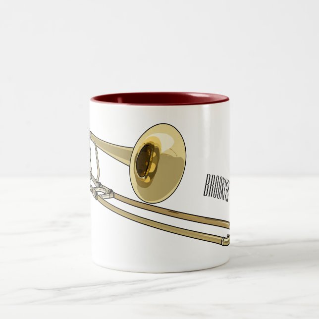 Trombone-Cartoon Zweifarbige Tasse (Mittel)