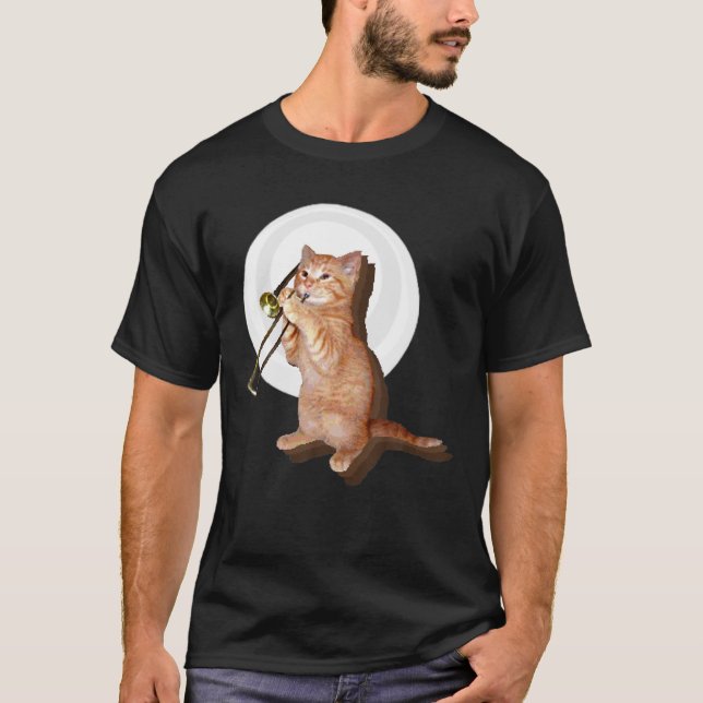 Trombone Cat Funny T-Shirt (Vorderseite)