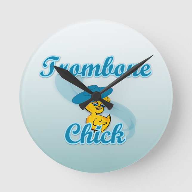 Trombone Chick #3 Runde Wanduhr (Vorderseite)