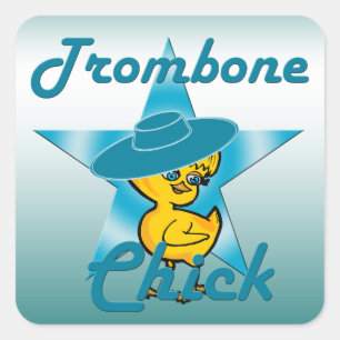Trombone Chick #7 Quadratischer Aufkleber