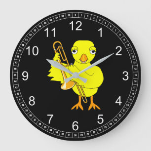 Trombone Chick Große Wanduhr