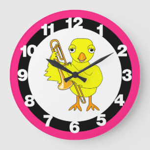 Trombone Chick Große Wanduhr