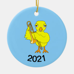 Trombone Chick Keramik Ornament