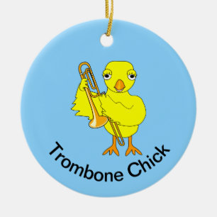 Trombone Chick Keramik Ornament