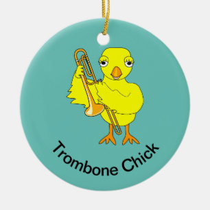 Trombone Chick Keramik Ornament