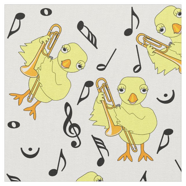 Trombone Chick Musiknoten Stoff (Nahaufnahme)