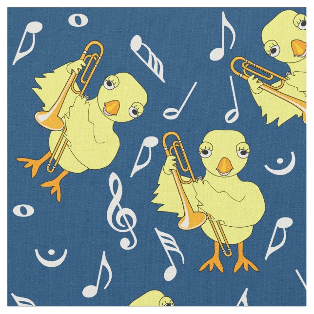 Trombone Chick Musiknoten Stoff (Nahaufnahme)