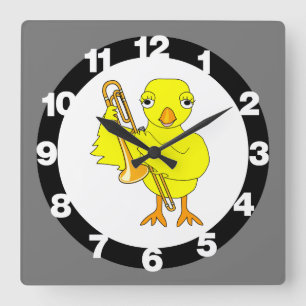 Trombone Chick Quadratische Wanduhr