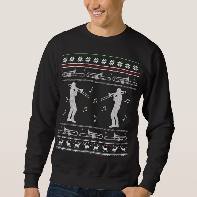 Trombone Christmas Funny Band Ugly Sweater Sweatshirt (Vorderseite)