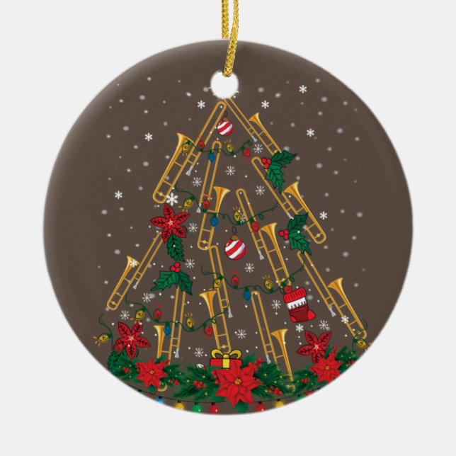 Trombone Christmas Tree Ornaments Funny Music Band Keramik Ornament (Vorne)