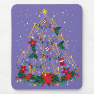 Trombone Christmas Tree Ornaments Funny Music Band Mousepad