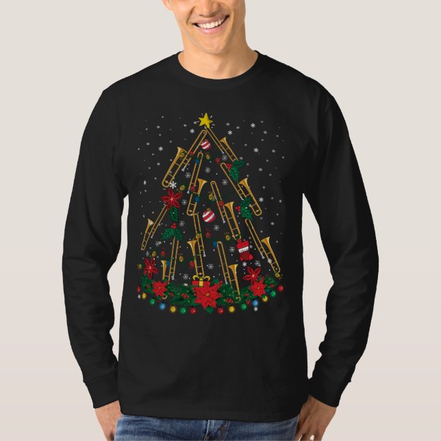 Trombone Christmas Tree Ornaments Funny Music Band T-Shirt (Vorderseite)
