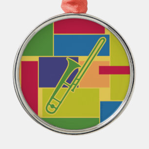 Trombone Colorblocks Verzierung Silbernes Ornament