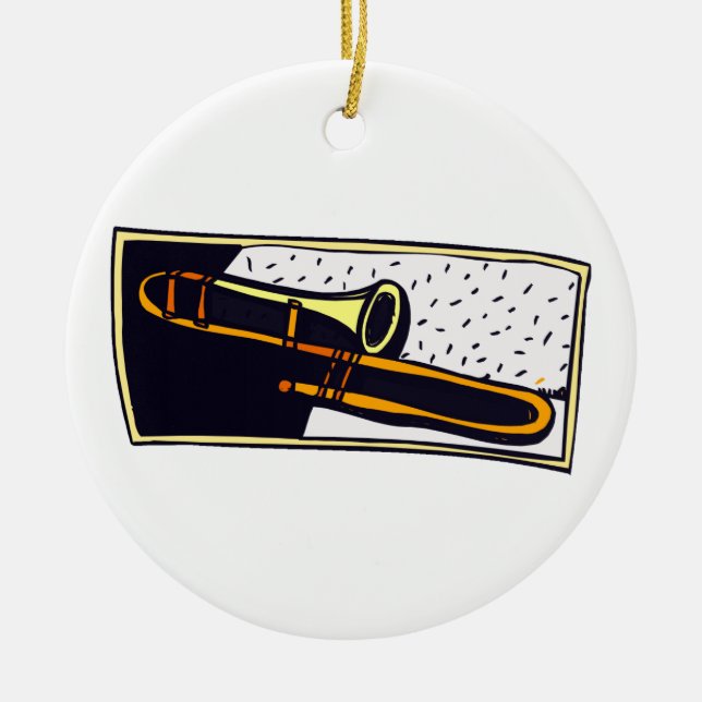 Trombone-dunkles Hintergrund-Grafikdesign Keramik Ornament (Vorne)