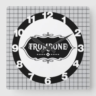 Trombone-Emblem Quadratische Wanduhr