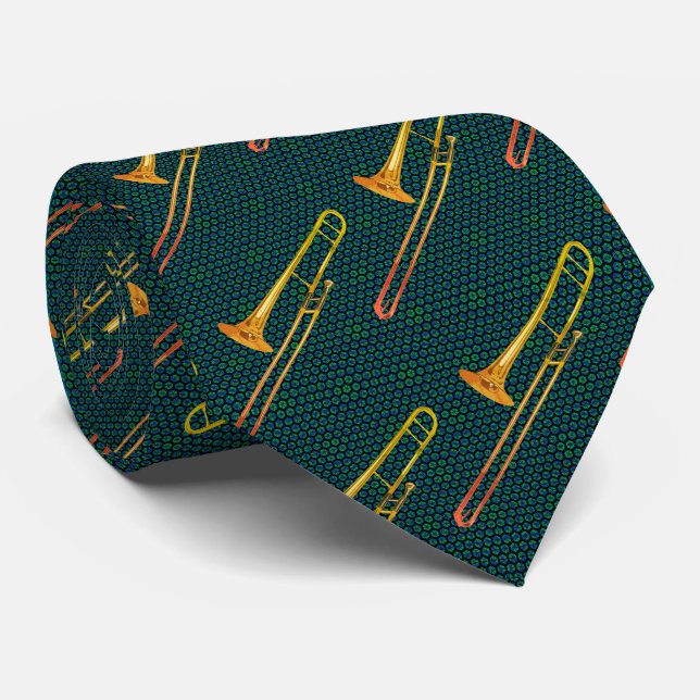 Trombone Green Neck Tie Krawatte (Gerollt)