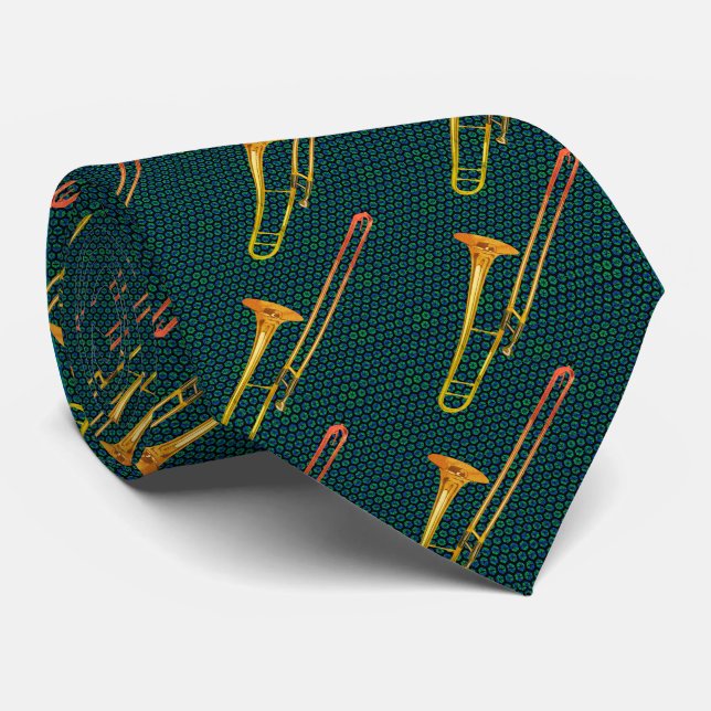 Trombone Green Neck Tie Krawatte (Gerollt)