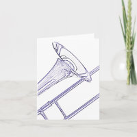 Trombone-Gruß-Karten-blaue Tinten-Zeichnen