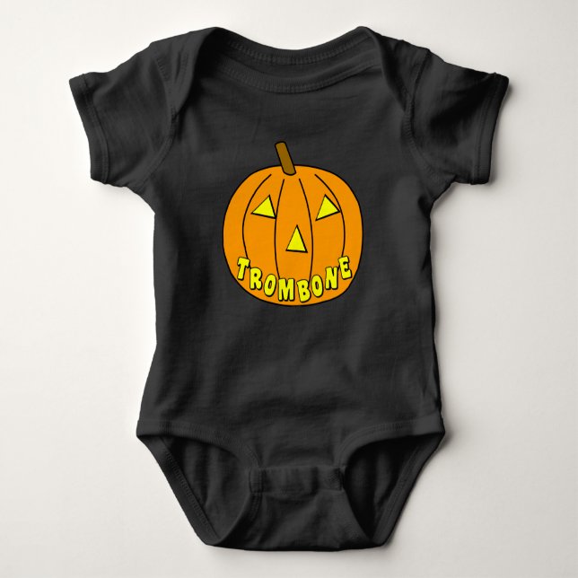 Trombone Halloween Pumpkin Baby Strampler (Vorderseite)