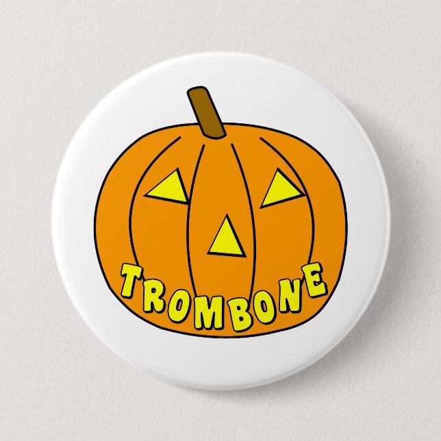 Trombone Halloween Pumpkin Button (Vorderseite)