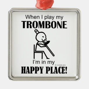 Trombone Happy Place Silbernes Ornament