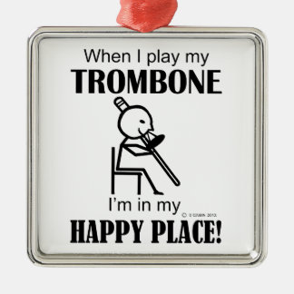 Trombone Happy Place Silbernes Ornament