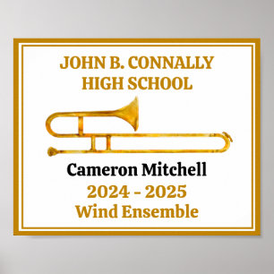 Trombone High School Band Gold Personalisiert Poster