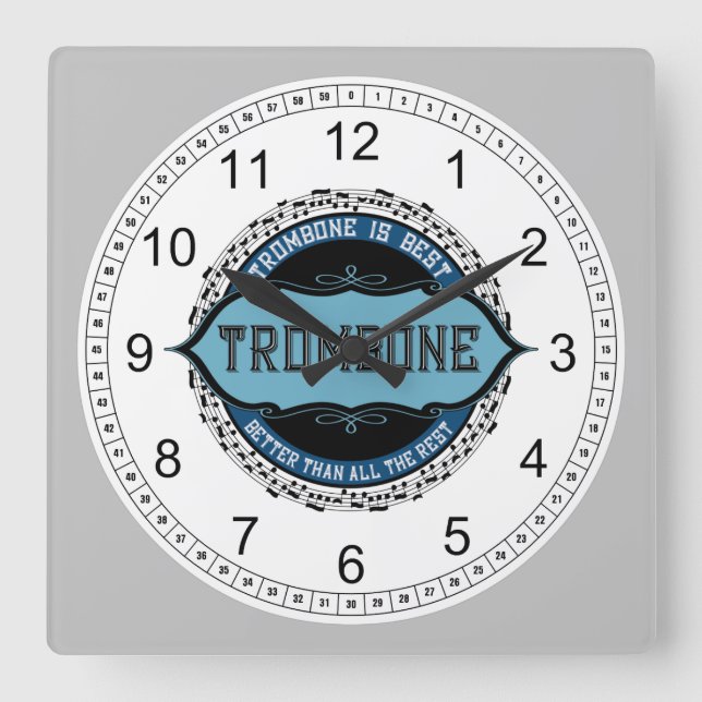 Trombone Is Best Quadratische Wanduhr (Vorderseite)