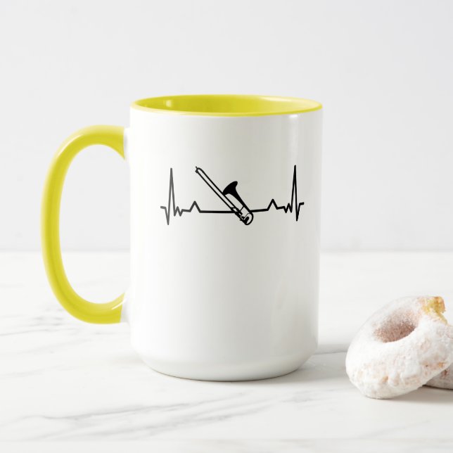 Trombone Music Heartbeat Funny Gifts Tasse (Mit Donut)