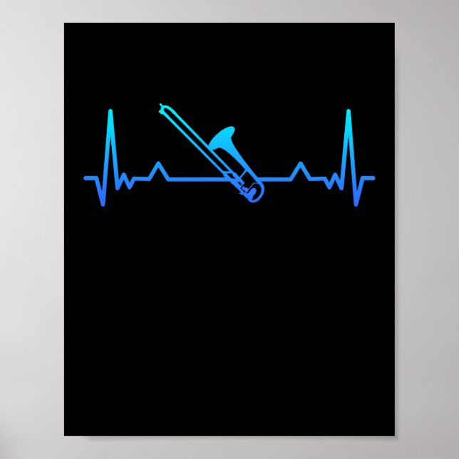 Trombone Music Heartbeat Funny Mama Gift Poster (Vorne)