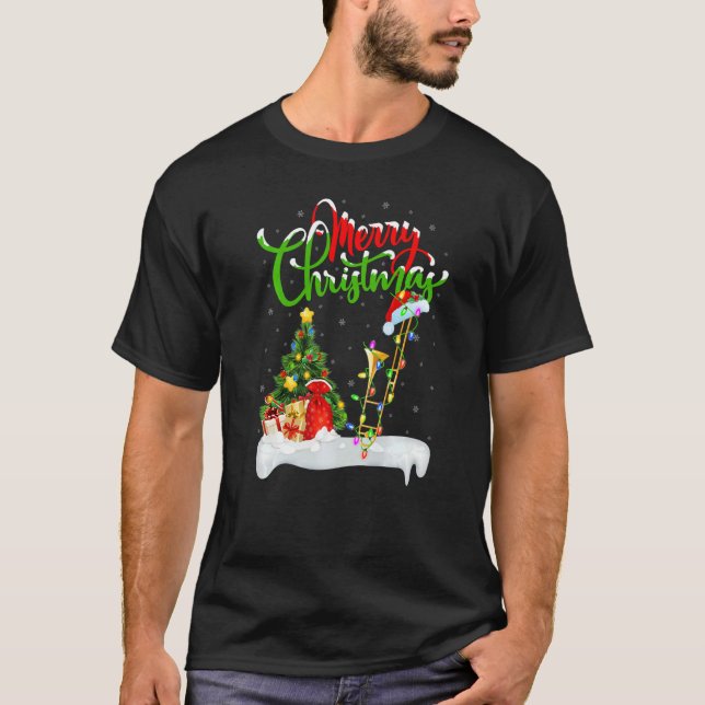 Trombone Music  Xmas Decorations Trombone Christma T-Shirt (Vorderseite)