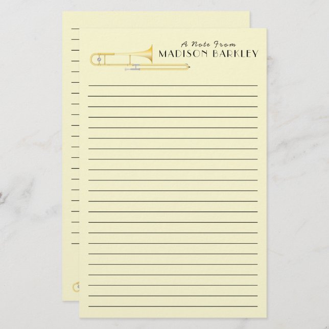 Trombone Musician Teacher Stationery Briefpapier (Vorne/Hinten)