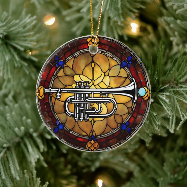 Trombone-Musik Keramik Ornament (Baum)