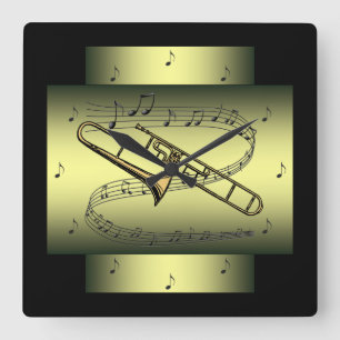Trombone ~ Musikalischer Swirl ~ Anmerkungen ~ * Quadratische Wanduhr