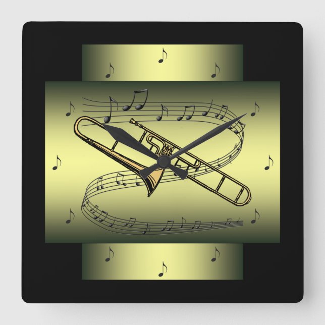 Trombone ~ Musikalischer Swirl ~ Anmerkungen ~ * Quadratische Wanduhr (Vorderseite)