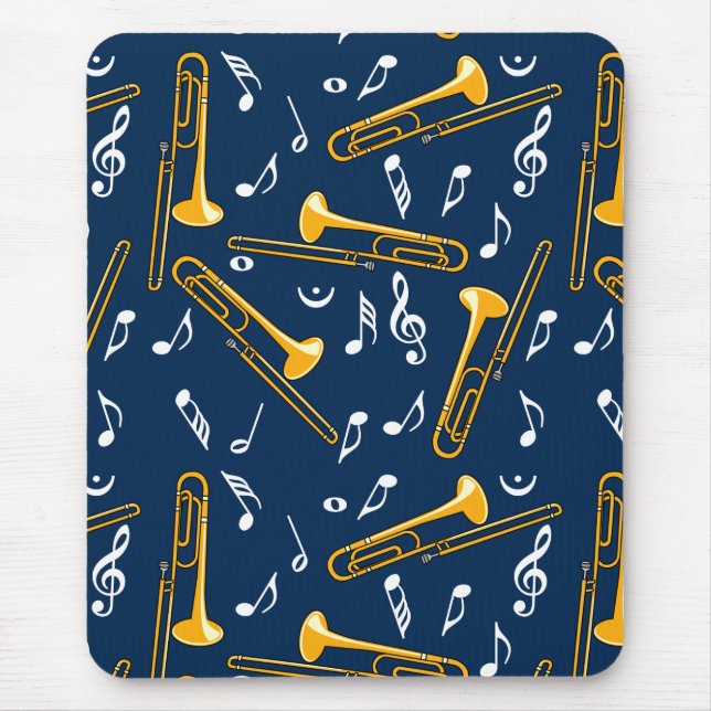 Trombone-Musiknoten-Muster Mousepad (Vorne)