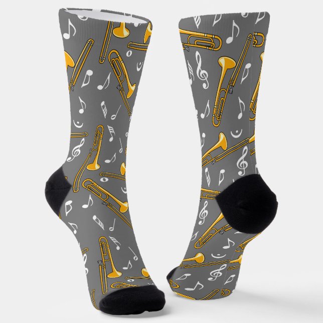 Trombone-Musiknoten-Muster Socken (Gewinkelt)