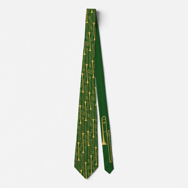 Trombone Neck Tie (grün) Krawatte (Vorderseite)