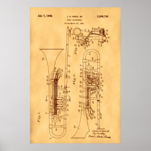 Trombone Patentkunst auf hochwertigem Vintage-Papi Poster