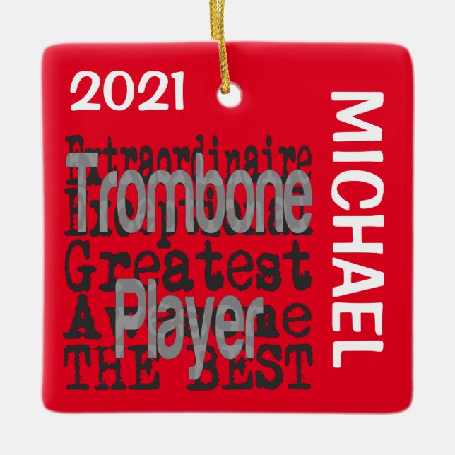 Trombone Player Extraordinaire CUSTOM Keramikornament (Vorderseite)