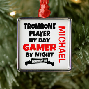 Trombone Player Lieben spielen Videospiele CUSTOM Ornament Aus Metall