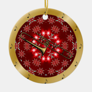 Trombone ~ Silber ~ Red~ Gold ~ Weihnachten ~ Keramik Ornament