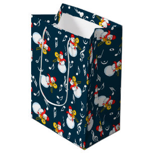 Trombone Snowman Musiknotens Pattern Mittlere Geschenktüte