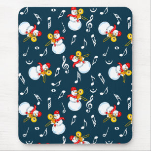 Trombone Snowman Musiknotens Pattern Mousepad