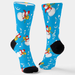 Trombone Snowman Musiknotens Pattern Socken