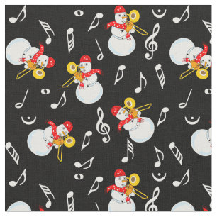 Trombone Snowman Musiknotens Pattern Stoff