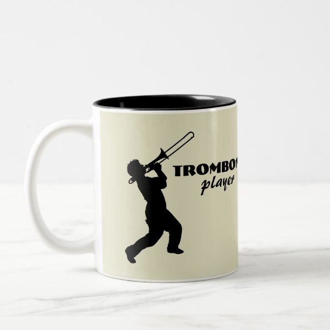 Trombone-Spieler-Kaffee-Tasse Zweifarbige Tasse (Links)