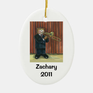 Trombone-Spieler-personalisierte Verzierung Keramik Ornament