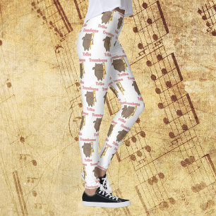 Trombone-Stamm Braune Katze Rosa Muster Leggings